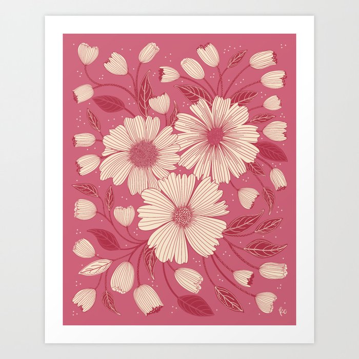 Spring Botanicals in pink Art Print