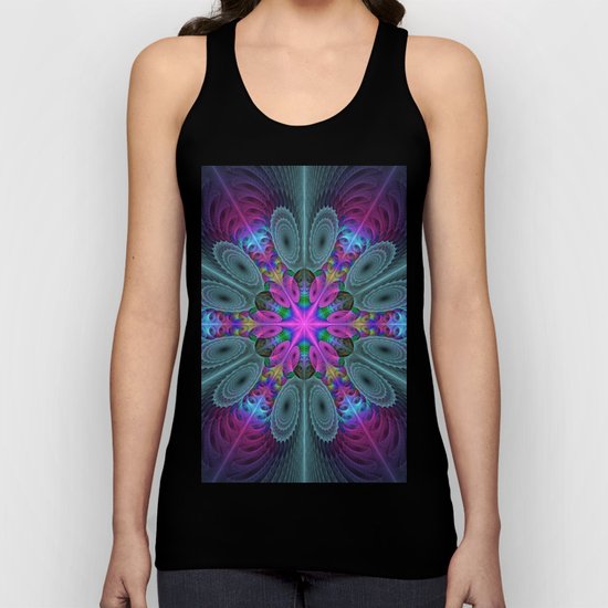 Mandala From the Center, Colorful Fractal Art Unisex Tank Top