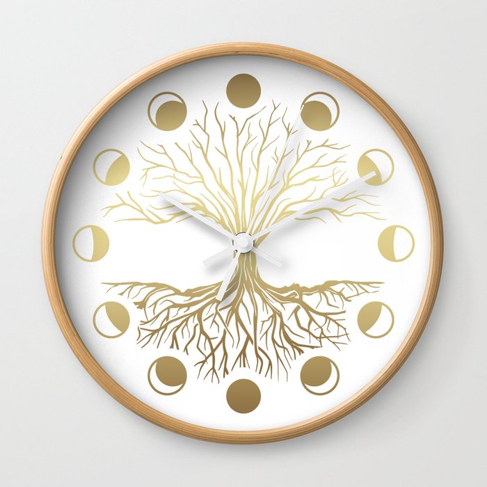 Magical Sacred Tree Of Life With Moon Phases Wall Clock