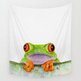 frog behind leaf  Wall Tapestry