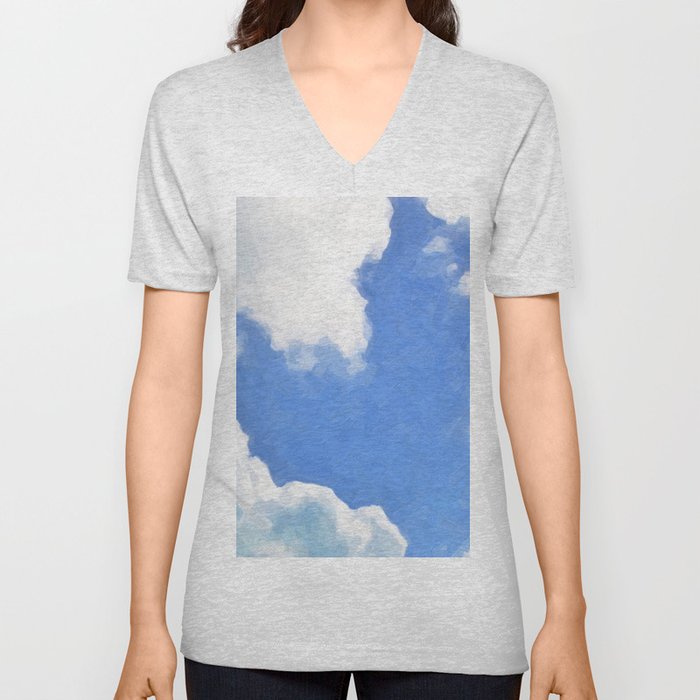 Sky V Neck T Shirt