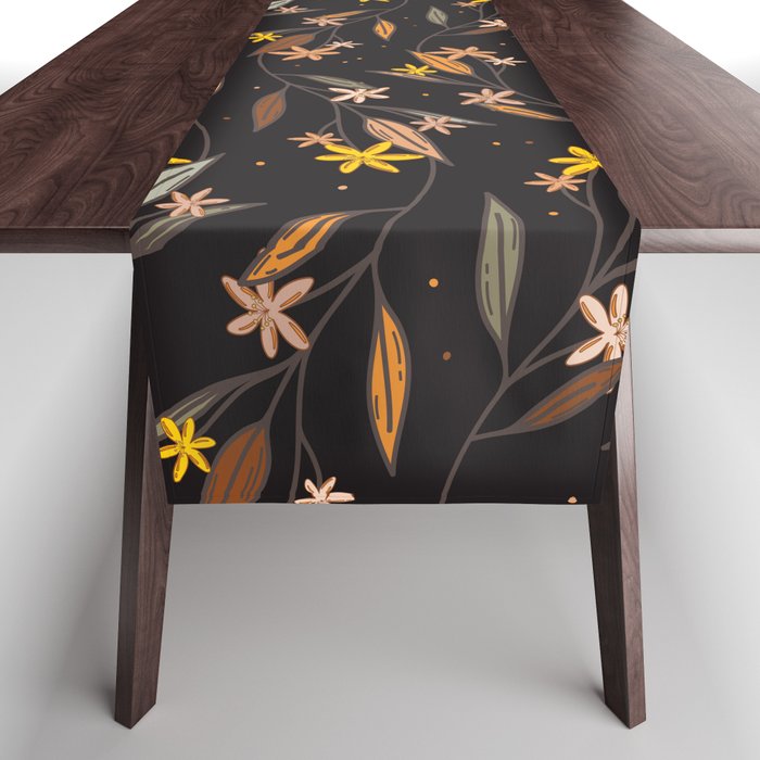 Autumn flower branches pattern with beautiful warm colors Table Runner