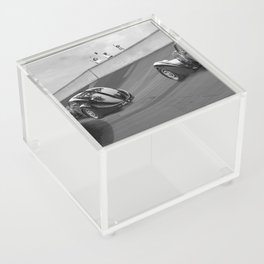 Vintage Italian race car test track with antique Bugatti's racing black and white photograph / photography   Acrylic Box
