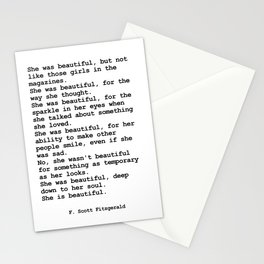 She was beautiful by F. Scott Fitzgerald #minimalism #poem Stationery Card