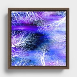 Midnight Trees Purple Blue Framed Canvas