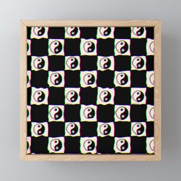 Happy Yin Yang Checkered Print Framed Mini Art Print