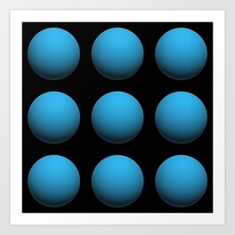 3D Blue Spheres In Space Art Print