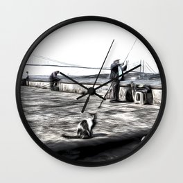 Fishermen And Cats Istanbul Wall Clock