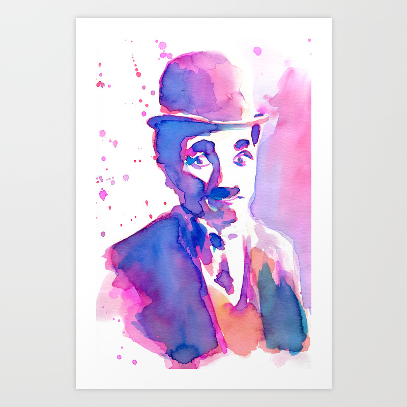 Charlie Chaplin Liquid Watercolor Art Print By Sketch Being Art | Society6