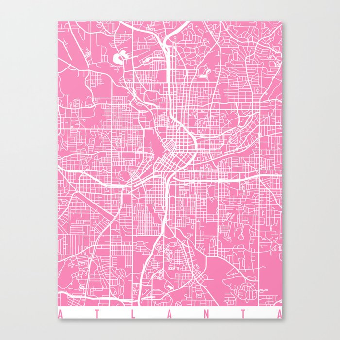 Atlanta map pink Canvas Print