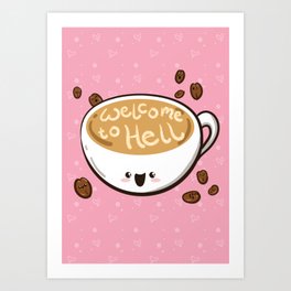 Sweet & Sinister: Pink Coffee Cup Art Print