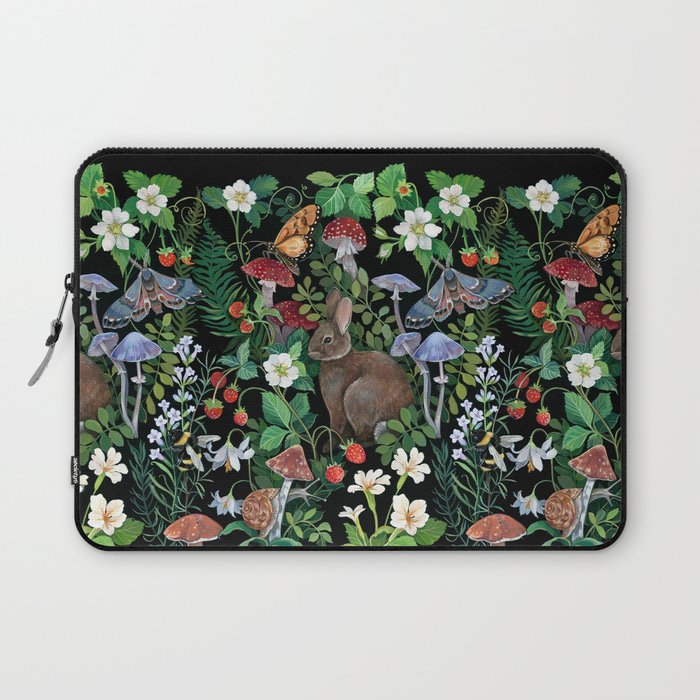 Rabbit and Strawberry Garden Laptop Sleeve