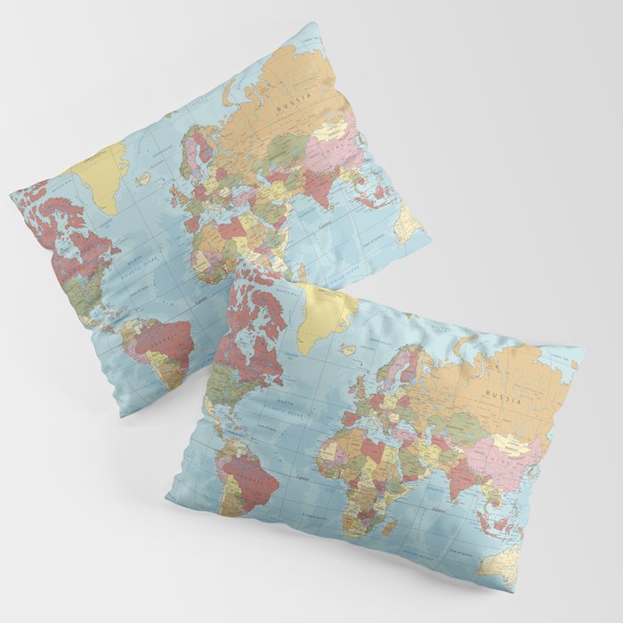 World Map Pillow Sham