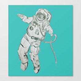 turquoise astronaut floating space blue Canvas Print