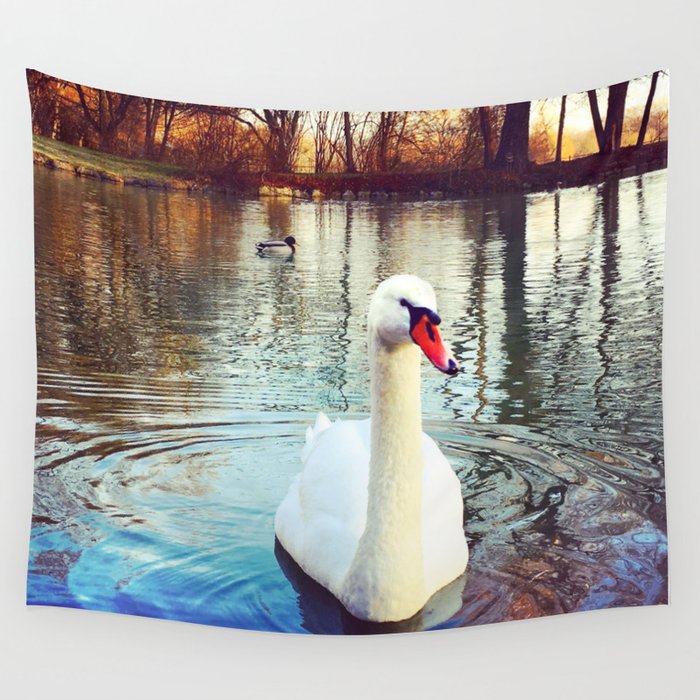 Swan in the Park Wall Tapestry