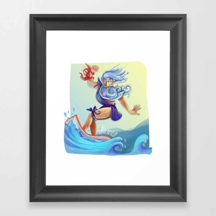 Surfer Neptune Framed Art Print