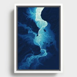 Willamette Channels 10-year Anniversary—Midnight Blue with subtle shaded relief Framed Canvas