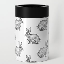 Hare or rabbit. Seamless pattern with forest animals. Hand drawing of wildlife. Vintage illustration art. Black and white. Old engraving. Vintage.  Can Cooler