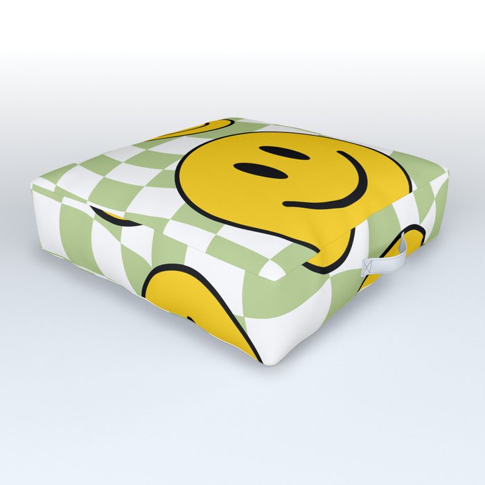 Trippy Checker Smileys  Outdoor Floor Cushion