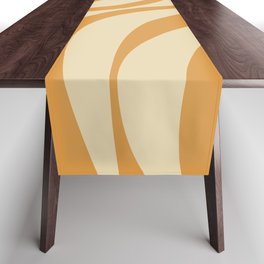 New Groove Retro Swirl Abstract Pattern in Muted Honey Mustard Gold Table Runner
