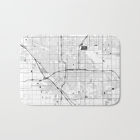 Fresno Map Gray Bath Mat