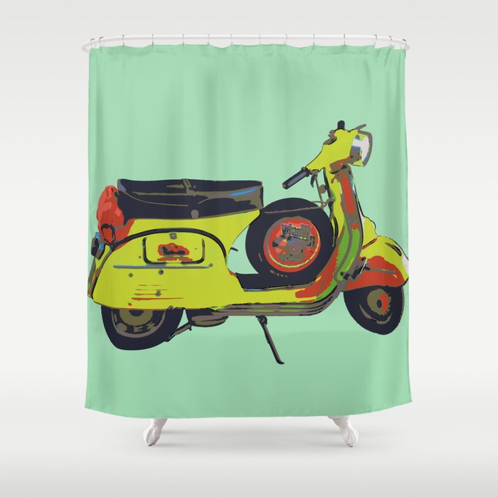 Verspa Motorbike Vintage green Shower Curtain
