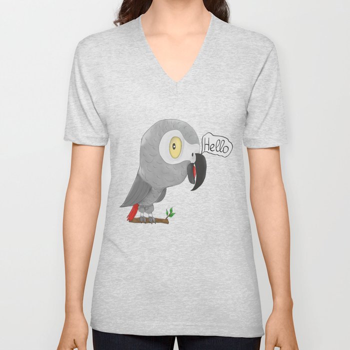 Funny african grey parrot V Neck T Shirt