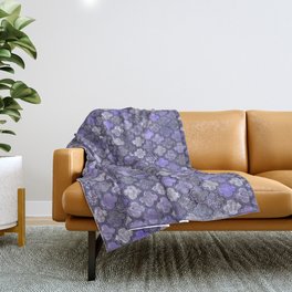 Shabby Chic Moroccan Tiles Faded Bohemian Luxury From The Sultans Palace In Shades of Purple Throw Blanket