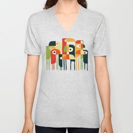 Toucan V Neck T Shirt | Vintage, Colorful, Moderenist, Bird, Simple, Animal, Illustration, Retro, Bauhaus, Mid Century 