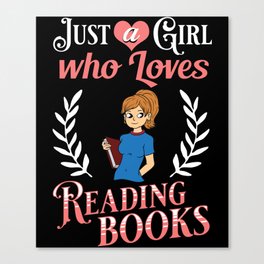 Book Girl Reading Women Bookworm Librarian Reader Canvas Print