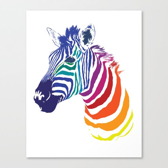 Rainbow Zebra Colorful Animals Whimsical Art Canvas Print