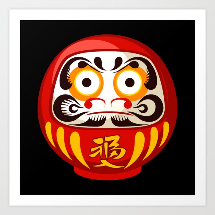 その他 Daruma Artwork Daruma Bodhidharma Edo Wood Block Print | Strength and