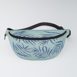 Blue Palm Leaves Fanny Pack
