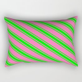 [ Thumbnail: Hot Pink and Lime Colored Lines Pattern Rectangular Pillow ]