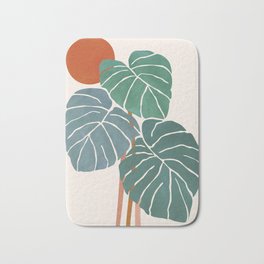 Tropical Monstera and Sunshine Abstract Landscape  Bath Mat