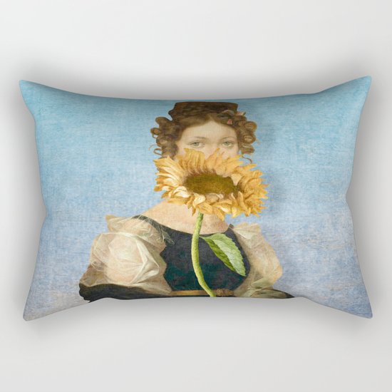 Girl with Sunflower 1 Rectangular Pillow