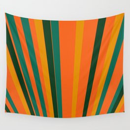 Summer Orange Gold Green Lines in Perspective Sunrise Wall Tapestry