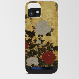 Vintage Japanese Floral Gold Leaf Screen With Wisteria and Peonies iPhone Card Case