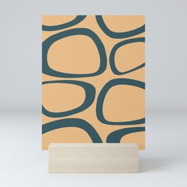 Mid Century Modern Funky Ovals Pattern Dark Teal and Orange Mini Art Print
