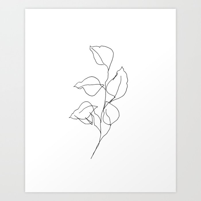 Dollar Eucalyptus — Minimal Botanical Line Drawing Art Print