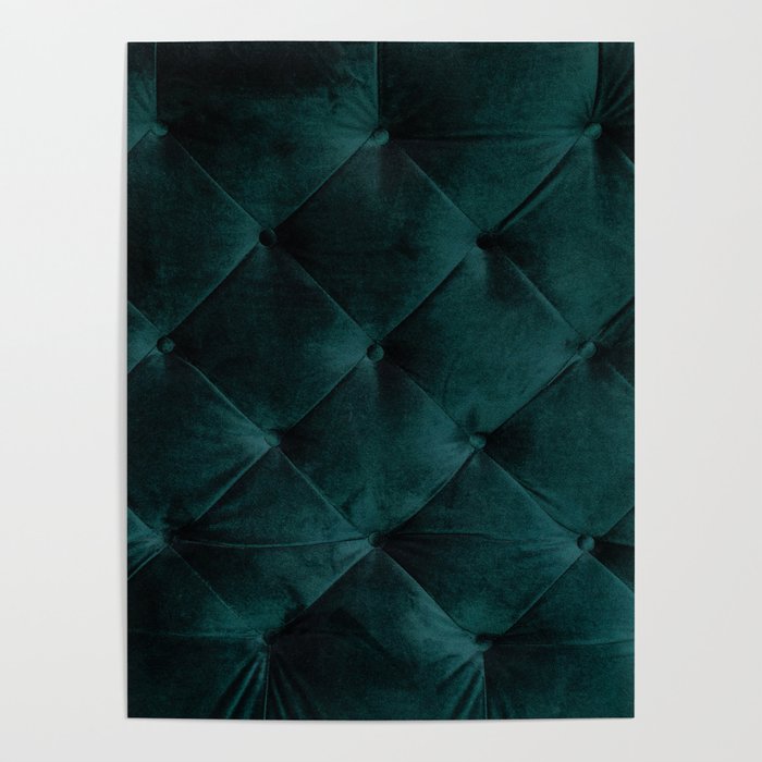 Luxury dark green velvet sofa texture Poster