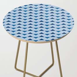 Modern Blue Zigzag Chevron Geometric Pattern Side Table