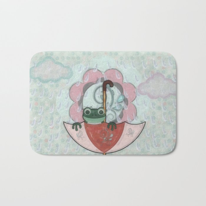 Rainy Day Frog Children S Art Bath Mat By Bohemianbound Society6