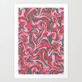 Dreamy Twirl Ocean Trippy Rainbow 1 pink Art Print