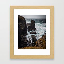 Stormy Seas at the Butt of Lewis in Scotland Framed Art Print