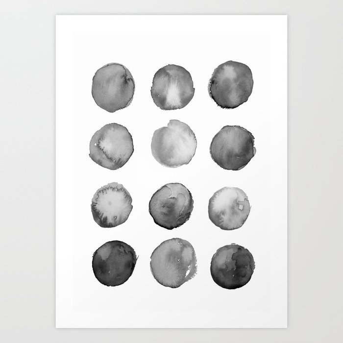 Gray watercolor circles  Art Print