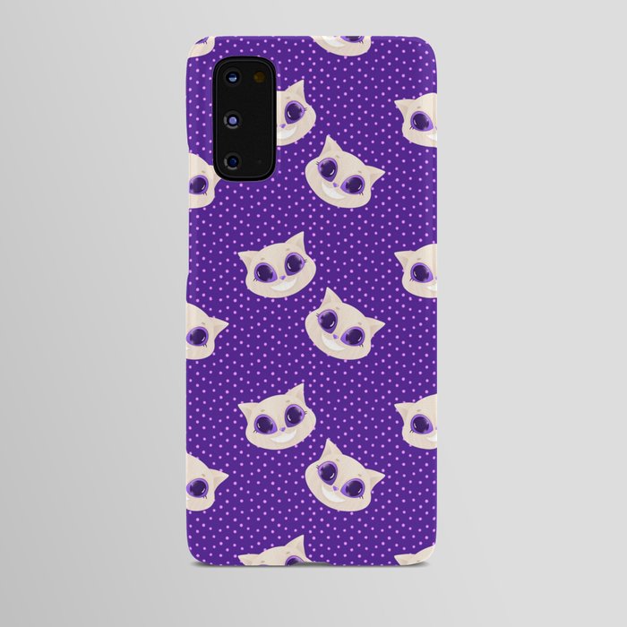 Cute fantastic cat with a smile and polka dot print Android Case