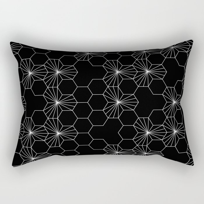 Geometric flowers black and white  Rectangular Pillow