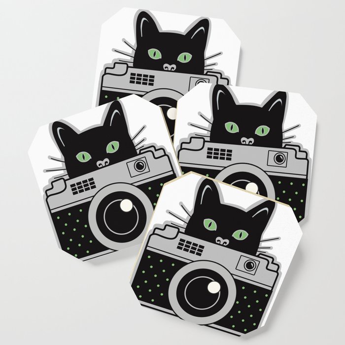Black Cat and Camera Coaster