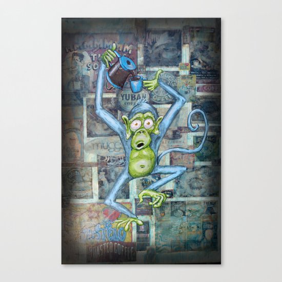Rebecca's Coffee Drinking Monkey Canvas Print
